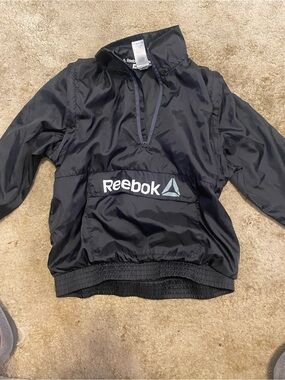 Reebok Kids Black Pullover Rain Anorak with Logo